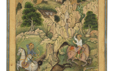 A PAINTING OF A ROYAL HUNT INDIA, SUB-MUGHAL, 17TH CENTURY