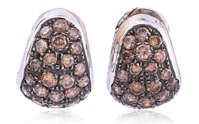 A PAIR OF 'CHAMPAGNE' DIAMOND CUFF EARRINGS