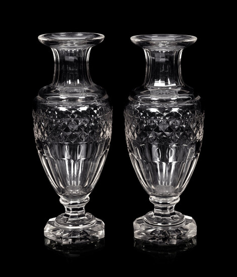 A Pair of English Cut Glass Vases