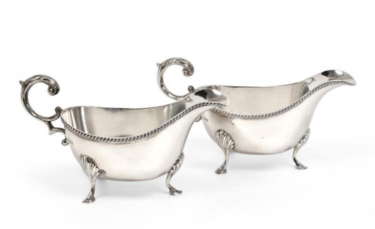 A Pair of George VI Silver Sauceboats, by William Hutton...