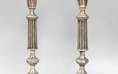 A Pair of Russian Silver Candlesticks, Cyrillic Makers Mark, St....