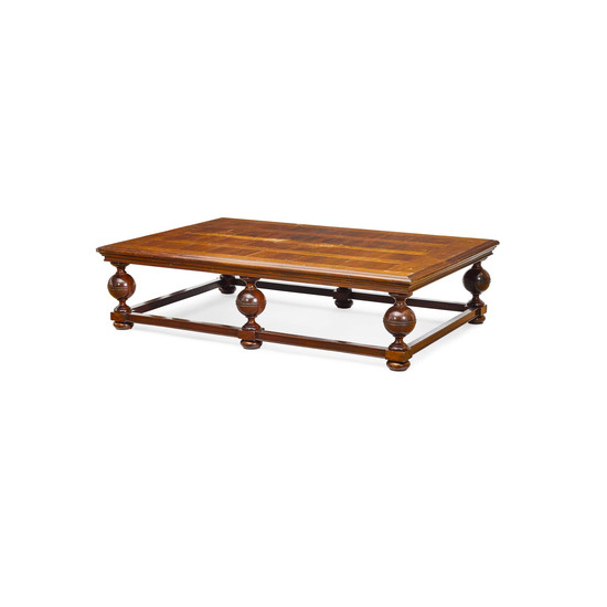A Parquetry Top Stained Wood Coffee Table
