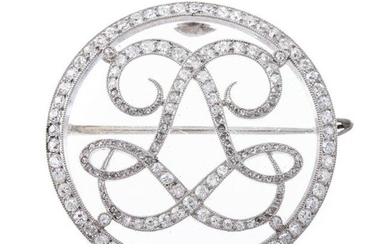 A Platinum & Diamond Monogram Circular Brooch