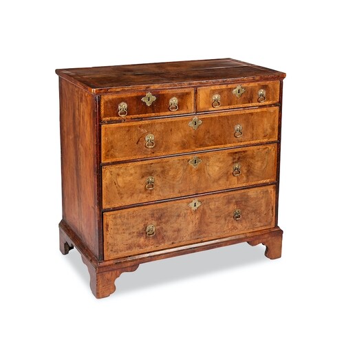 A Queen Anne walnut and featherbanded chest The rectangular ...