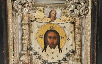 A RUSSIAN ICON OF THE HOLY FACE, 19TH C