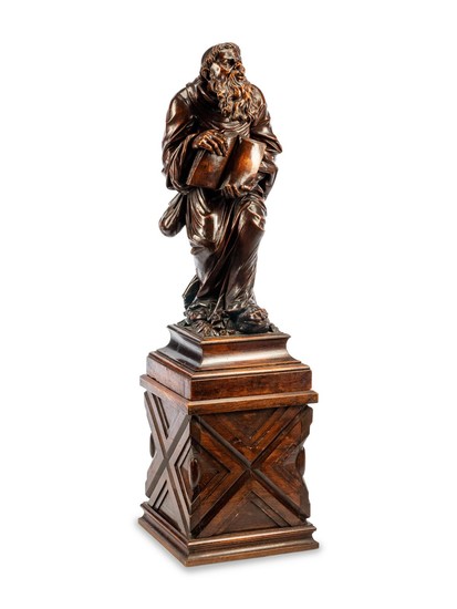 A Renaissance Revival Carved Wood Figure of a Saint