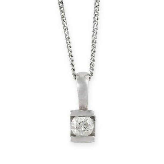 A SOLITAIRE DIAMOND PENDANT NECKLACE set with a round