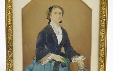 A Victorian watercolour depicting a portrait of a blue