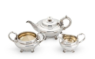 A William IV silver 3-piece tea set