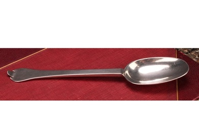 A William & Mary silver Trefid pattern spoon, rat tail bowl,...