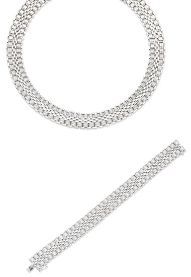 A diamond necklace and bracelet suite