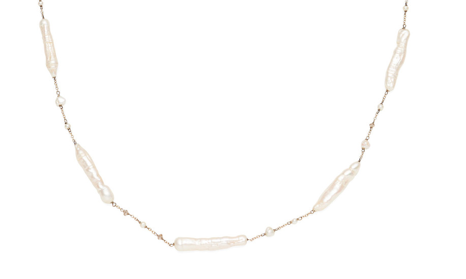 A freshwater pearl and diamond necklace