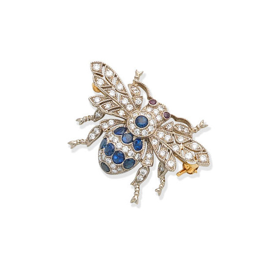 A gem-set bee brooch