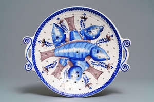 A large blue and manganese Frisian Delft fish stra…