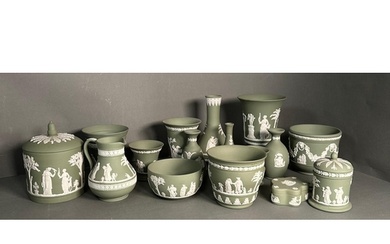 A large selection of Wedgwood jasperware, various shapes and...