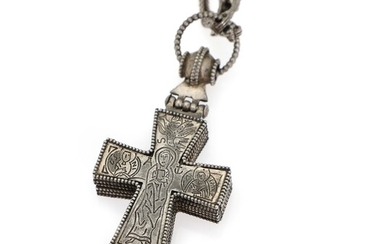 NOT SOLD. A necklace with a hinged cross of sterling silver. L. app. 68 cm....