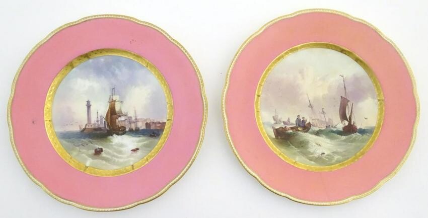 A pair of early 20thC Copeland marine dessert plates