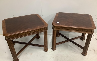 A pair of reproduction George III style mahogany occasional ...