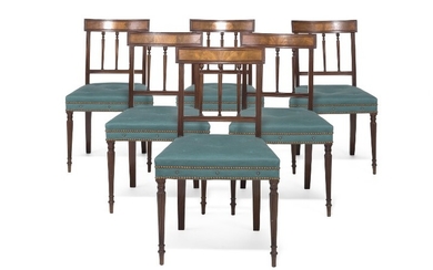 A set of 14 English mahogany dining chairs. Mid-19th century. (14)