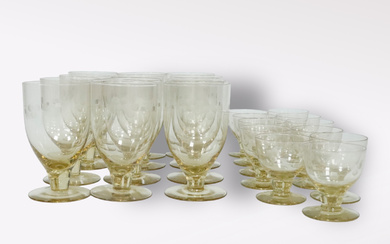 A set of 23 pieces, smoke-tinted glass, Ekenäs, 20th century.