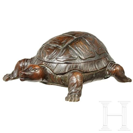 A wooden box carved in the shape of a turtle, Germany