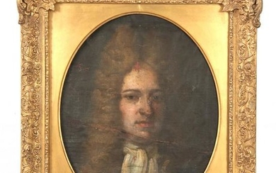 AN 18TH CENTURY OIL ON CANVAS PORTRAIT OF A GENTLE