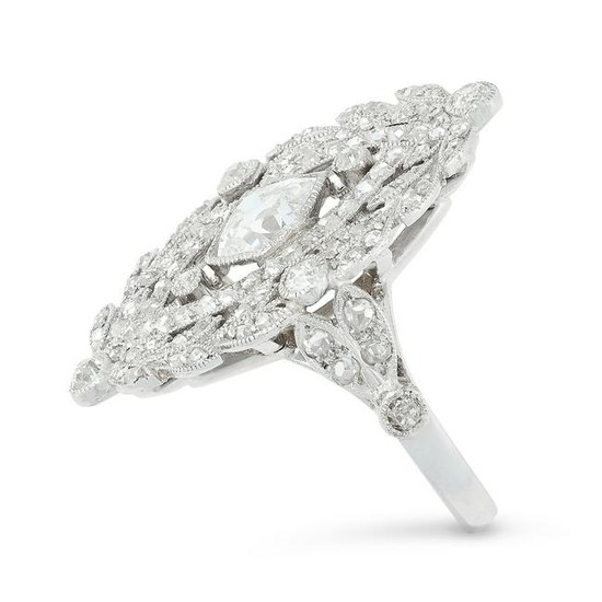 AN ANTIQUE DIAMOND CLUSTER RING the navette face set