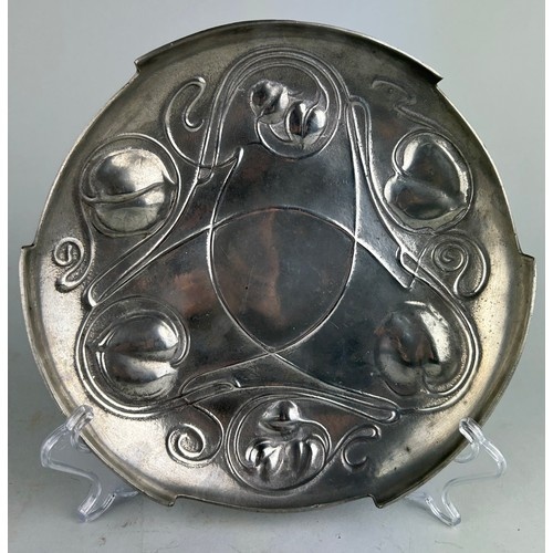 AN ARTS AND CRAFTS SILVER PLATED TRAY IN THE STYLE OF LIBERT...