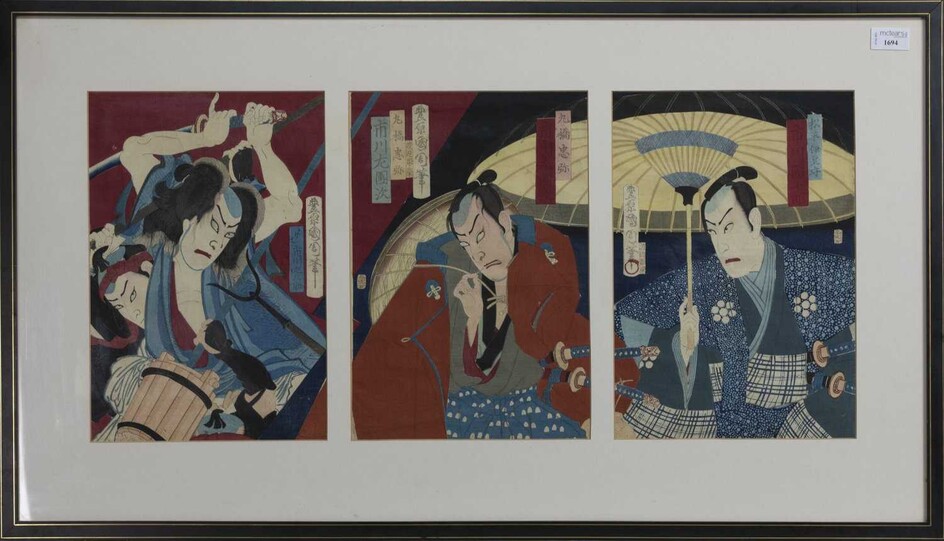 AN EARLY 20TH CENTURY JAPANESE WOODBLOCK PRINT TRIPTYCH