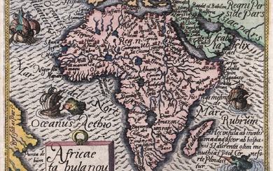 [Africa]. "Africae Tabula nova". Handcol. engr. miniature map by P....