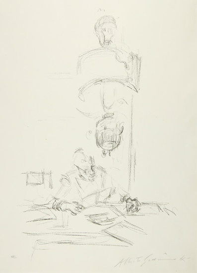 Alberto Giacometti - Borgonovo 1901 - 1966 Chur - La Mère de l'artiste lisant sous la lampe à Stampa II