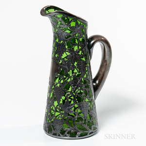 Alvin Silver Overlay Glass Pitcher
