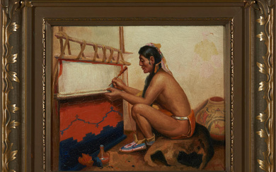 American School, 19th Century Portrait of a Native American at...