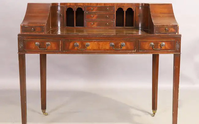 An English mahogany Carlton house desk, of George III style, 20th century,...