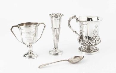 An early Victorian silver christening mug, the urn shaped body...