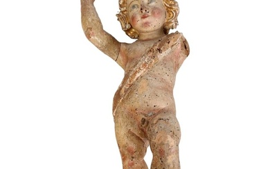 Antique Baby Jesus Santos Carved Wood Sculpture