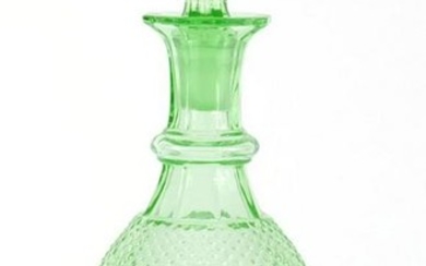 Antique Bohemian Uranium glass decanter, 28.5cm high