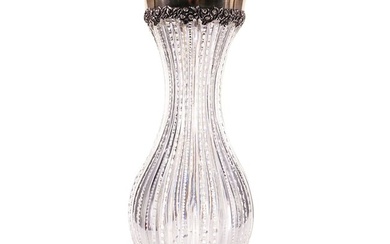Antique J.F. Fradley & Co Cut Crystal And Sterling Silver Vase