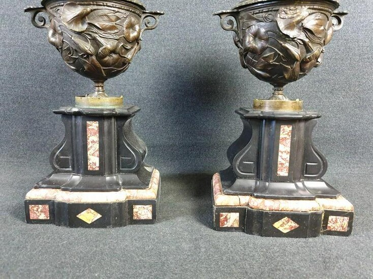 Antique pair of empire vases with bronze lid in Louis