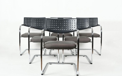 Antonio CITTERIO et Glen OLIVER LOW pour VITRA - Suite de six fauteuils en métal et dossier plastique, assise tissu. H. 80 cm