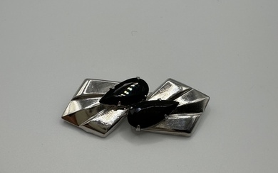 Art Deco brooch with imitation onyx. 60s Brooch in Art Deco style. Excellent preservation