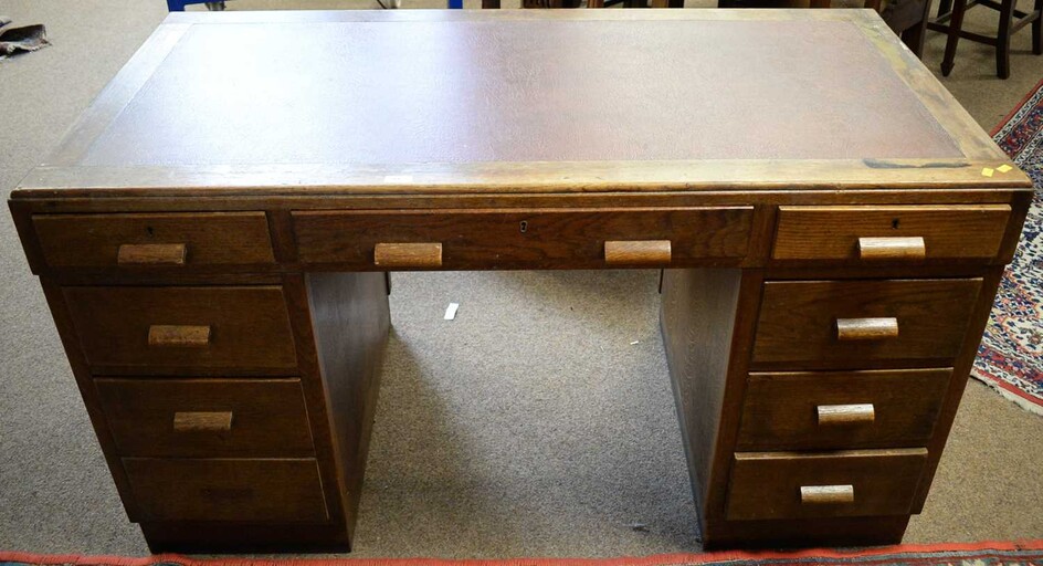 Art Deco style oak desk.