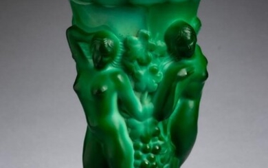 Art Nouveau Green Malachite Vase.