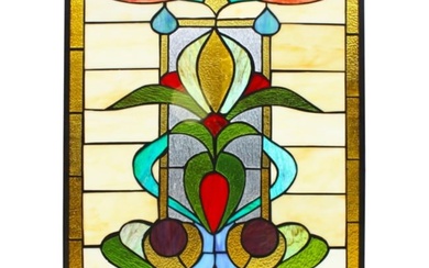 Arts Crafts Style Glass Hanging Window Panel