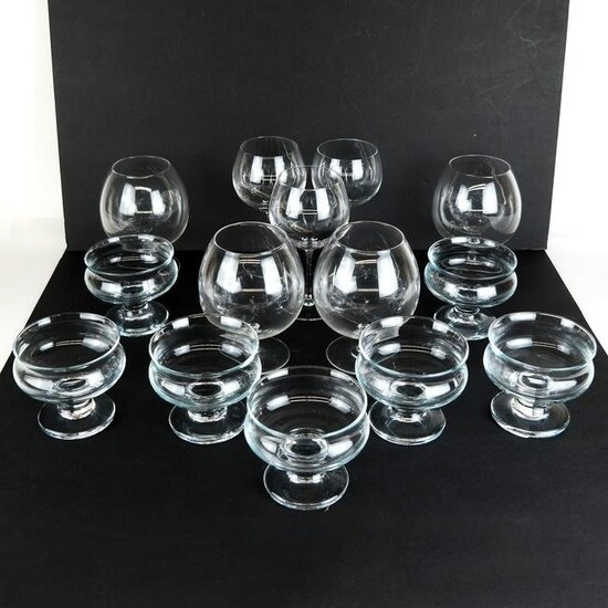 Assembled Group of 14 Clear Glass Stemware
