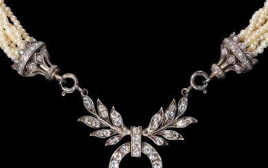BELLE EPOQUE NATURAL PEARL AND DIAMOND NECKLACE, The necklac...