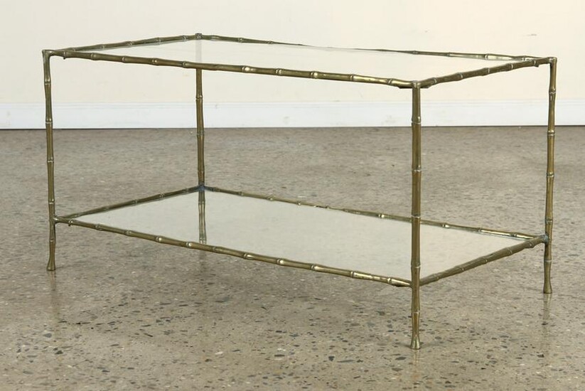 BRASS GLASS COFFEE TABLE MANNER OF BAGUES C.1960