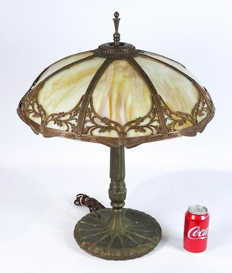 C. 1900's Slag Glass Table Lamp