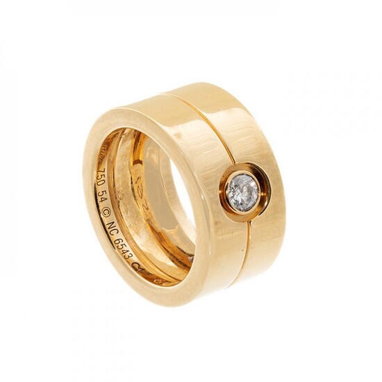 CARTIER Love ring in 18k yellow gold, num. standard 6543. With wide smooth ring and...