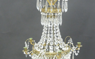 CHANDELIER WITH PRISMS, GUSTAVIAN STYLE.
